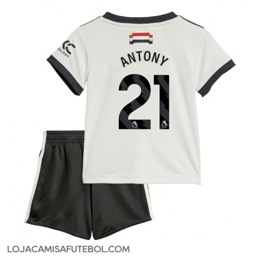 Camisa de Futebol Manchester United Antony #21 Equipamento Alternativo Infantil 2024-25 Manga Curta (+ Calças curtas)